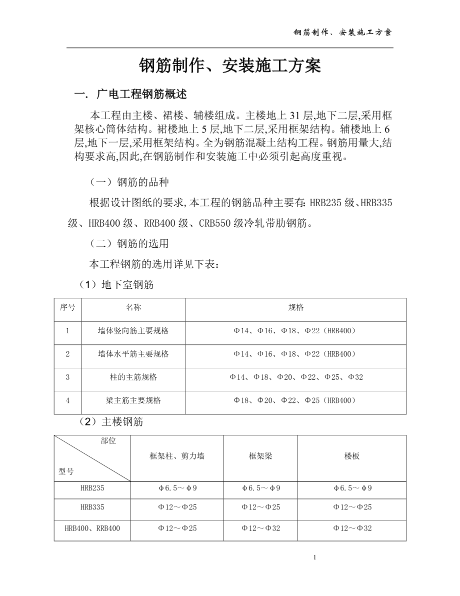 钢筋制作、安装施工方案.doc_第1页