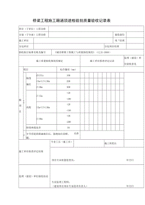 桥梁工程施工箱涵顶进检验批质量验收记录表.docx