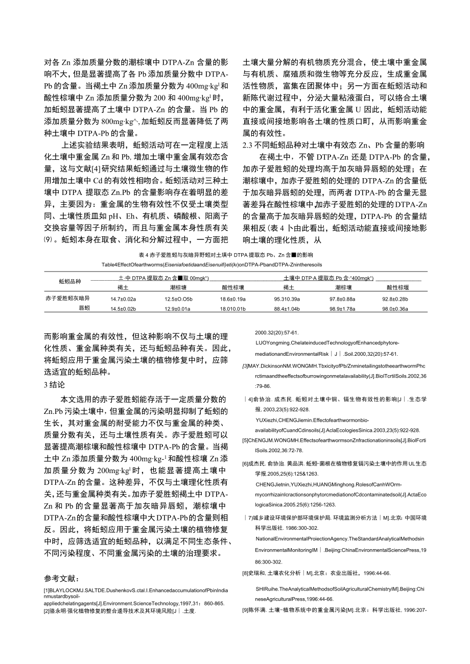 赤子爱胜蚓Eiseniafoetida对三种土壤Zn、Pb有效态含量的影响.docx_第3页