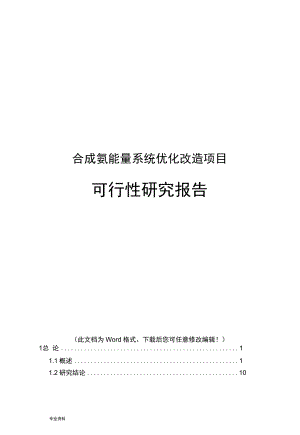 合成氨能量系统优化改造项目可行性研究报告.docx