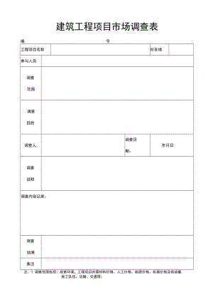 建筑工程项目市场调查表.docx