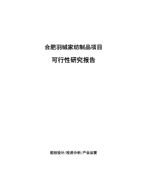 合肥羽绒家纺制品项目研究报告.docx