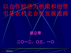 [经济学]1：世界视野为主以合作经济为桥梁和纽带引导农村走合作发展道路.ppt