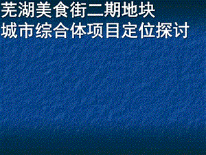 芜湖美食街城市商业综合体二期项目定位报告132页.ppt