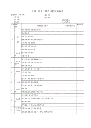 公路工程人工挖孔桩防护验收表.docx