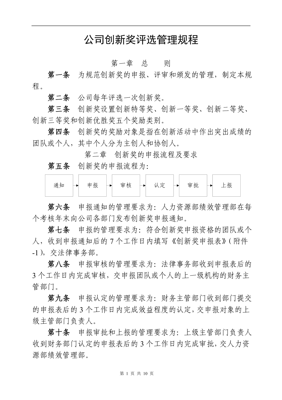 公司创新奖评选管理规程.doc_第1页