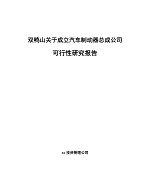 双鸭山关于成立汽车制动器总成公司可行性研究报告.docx