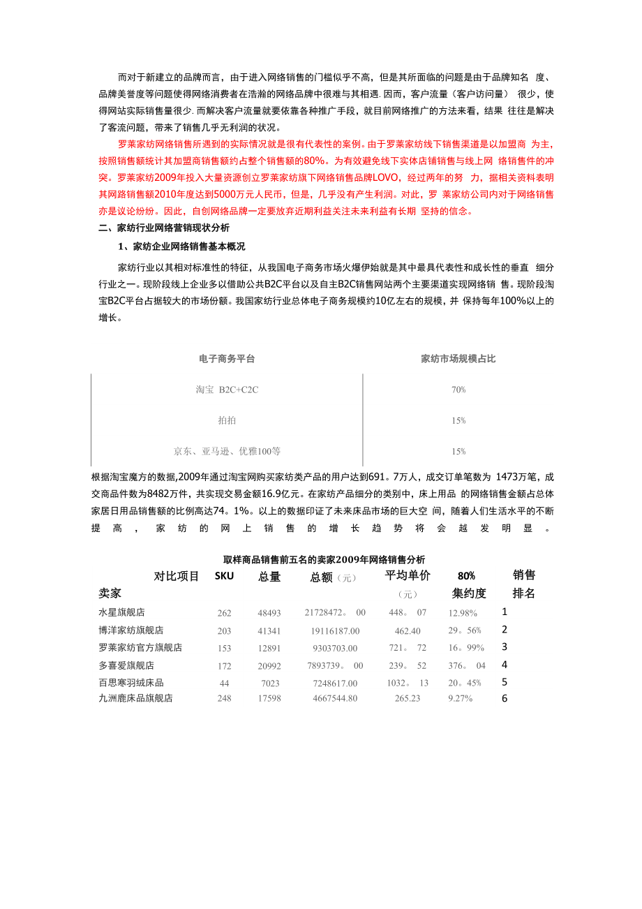 XXXX家纺网络营销商业计划书.docx_第2页