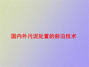 污泥处理前沿新技术.ppt