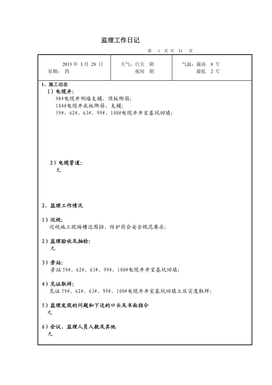 京周路电力工程监理工作日志.3月[终稿].doc_第3页
