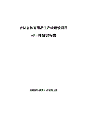 吉林省体育用品生产线建设项目研究报告.docx