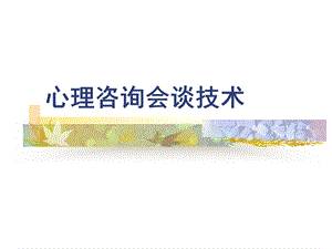 心理咨询会谈技术.ppt