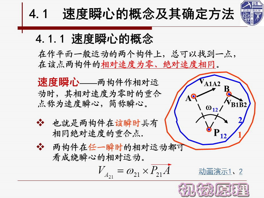 机械原理第四章速度瞬心及其应用.ppt_第2页