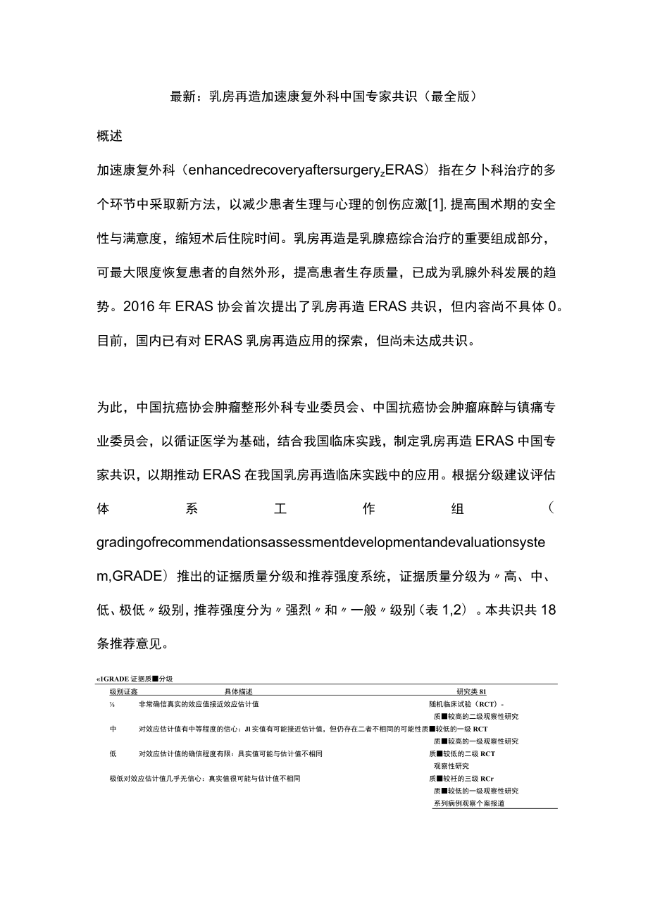 最新：乳房再造加速康复外科中国专家共识（最全版）.docx_第1页