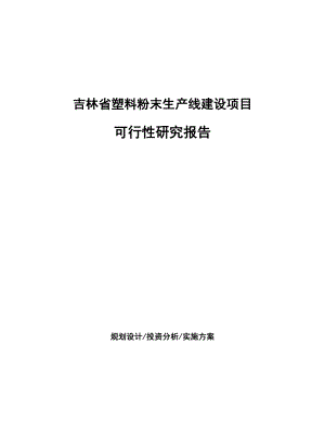 吉林省塑料粉末生产线建设项目研究报告.docx