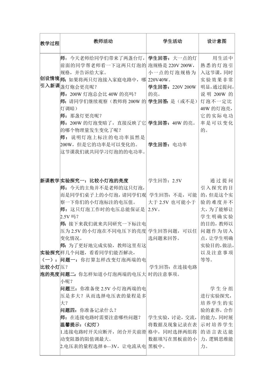 124中郝丽华指导课灯泡的电功率教学设计.doc_第2页