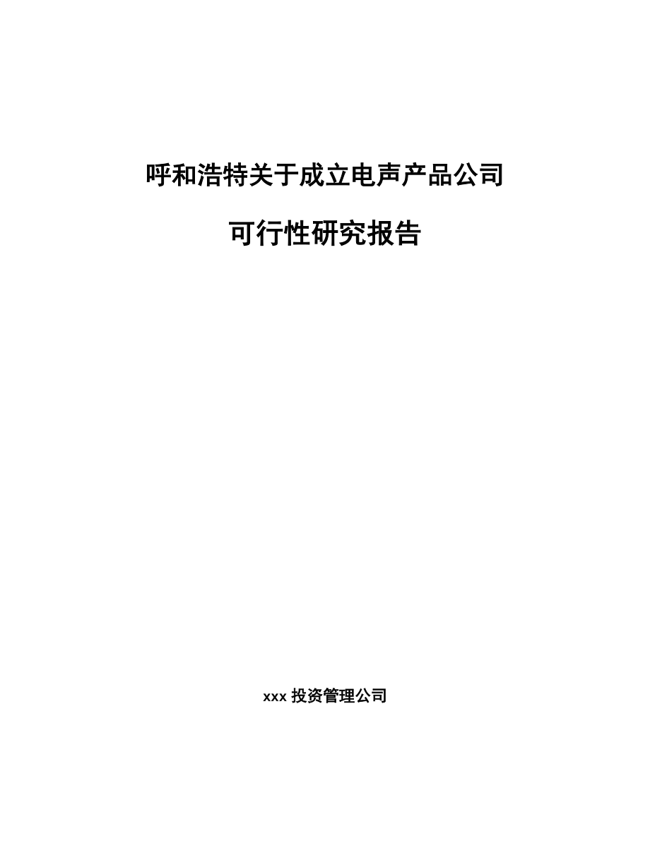 呼和浩特关于成立电声产品公司可行性研究报告.docx_第1页