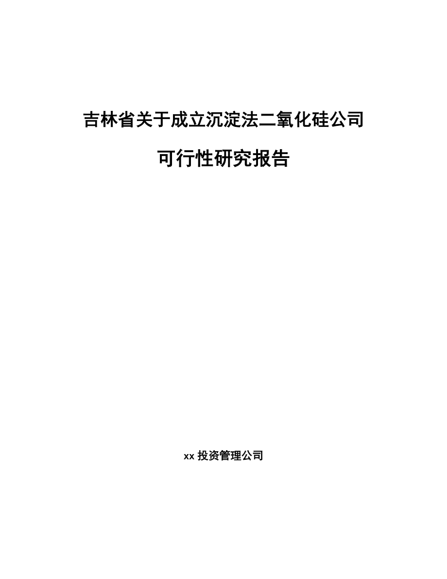 吉林省关于成立沉淀法二氧化硅公司可行性研究报告.docx_第1页