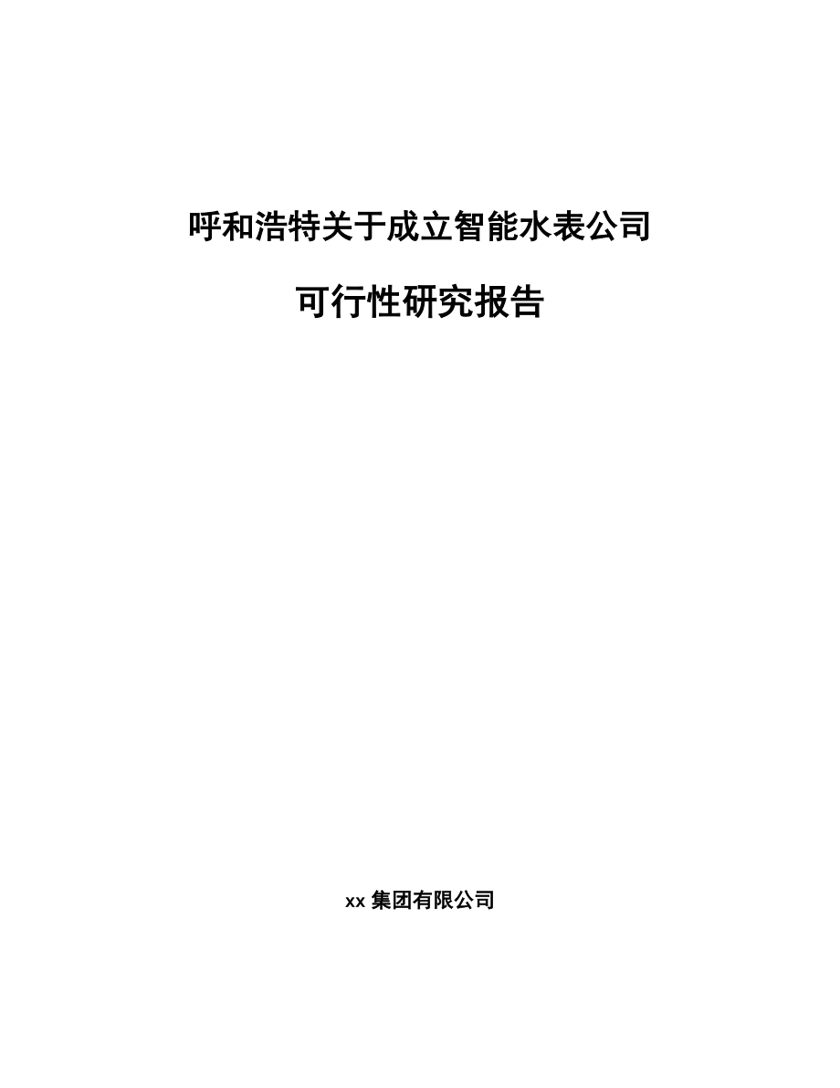 呼和浩特关于成立智能水表公司可行性研究报告.docx_第1页