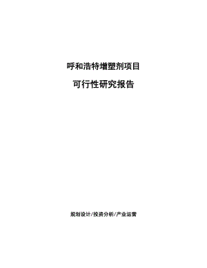 呼和浩特增塑剂项目可行性研究报告.docx