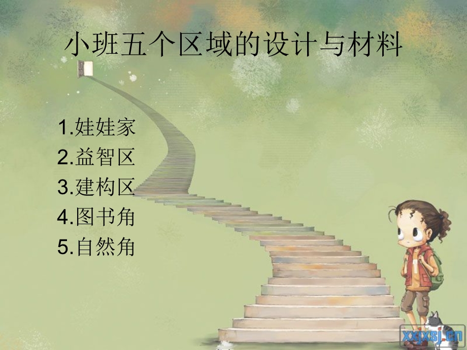 幼儿园小班五个区域的设计与材料.ppt_第1页