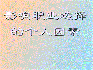 影响职业选择的个人因素.ppt