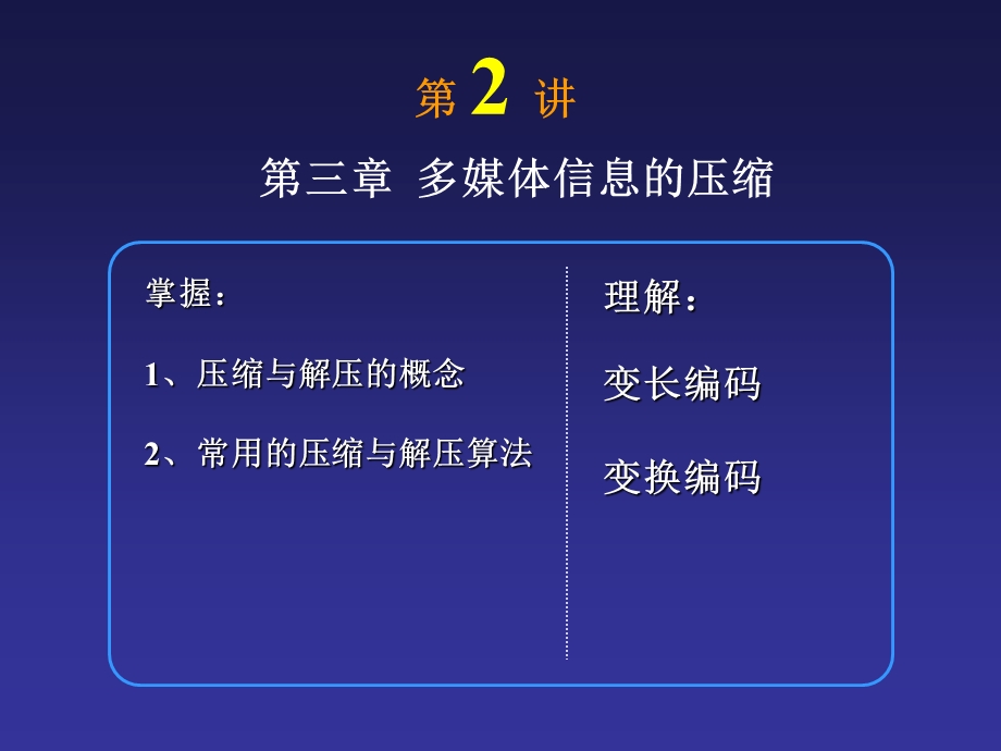 掌握1压缩与解压的概念2常用的压缩与解压算法.ppt_第1页