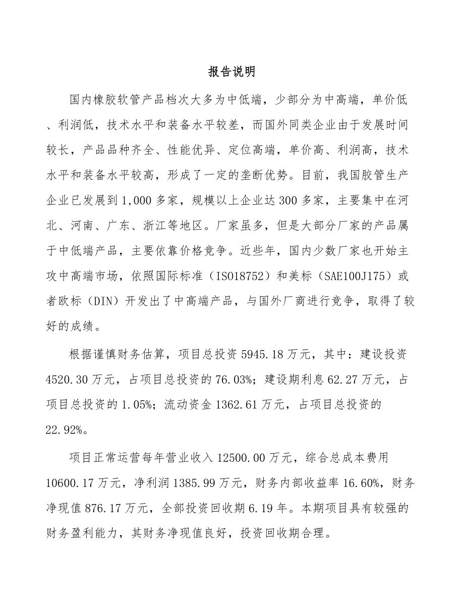 呼和浩特橡胶软管项目可行性研究报告.docx_第1页