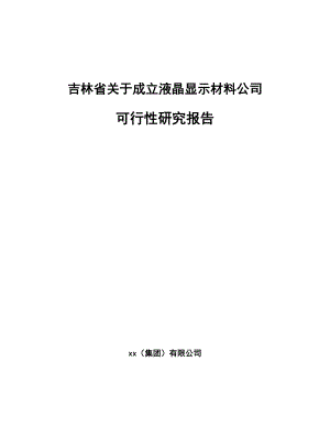 吉林省关于成立液晶显示材料公司可行性研究报告.docx