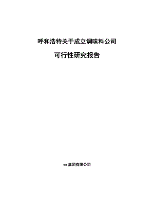 呼和浩特关于成立调味料公司可行性研究报告.docx