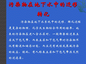 污染物在地下水系统中的迁移转化.ppt