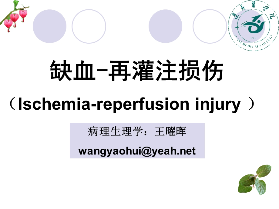 缺血再灌注损伤Ischemiareperfusioninjury课件00002.ppt_第1页