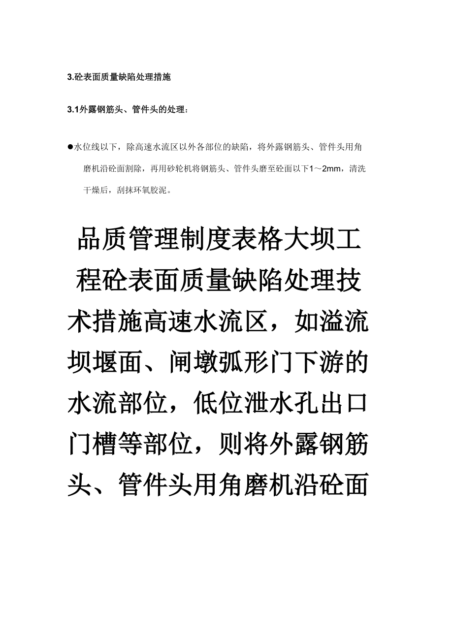 品质管理制度表格大坝工程砼表面质量缺陷处理技术措施.docx_第2页