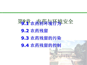 植物化学保护-第9章-农药与环境安全.ppt