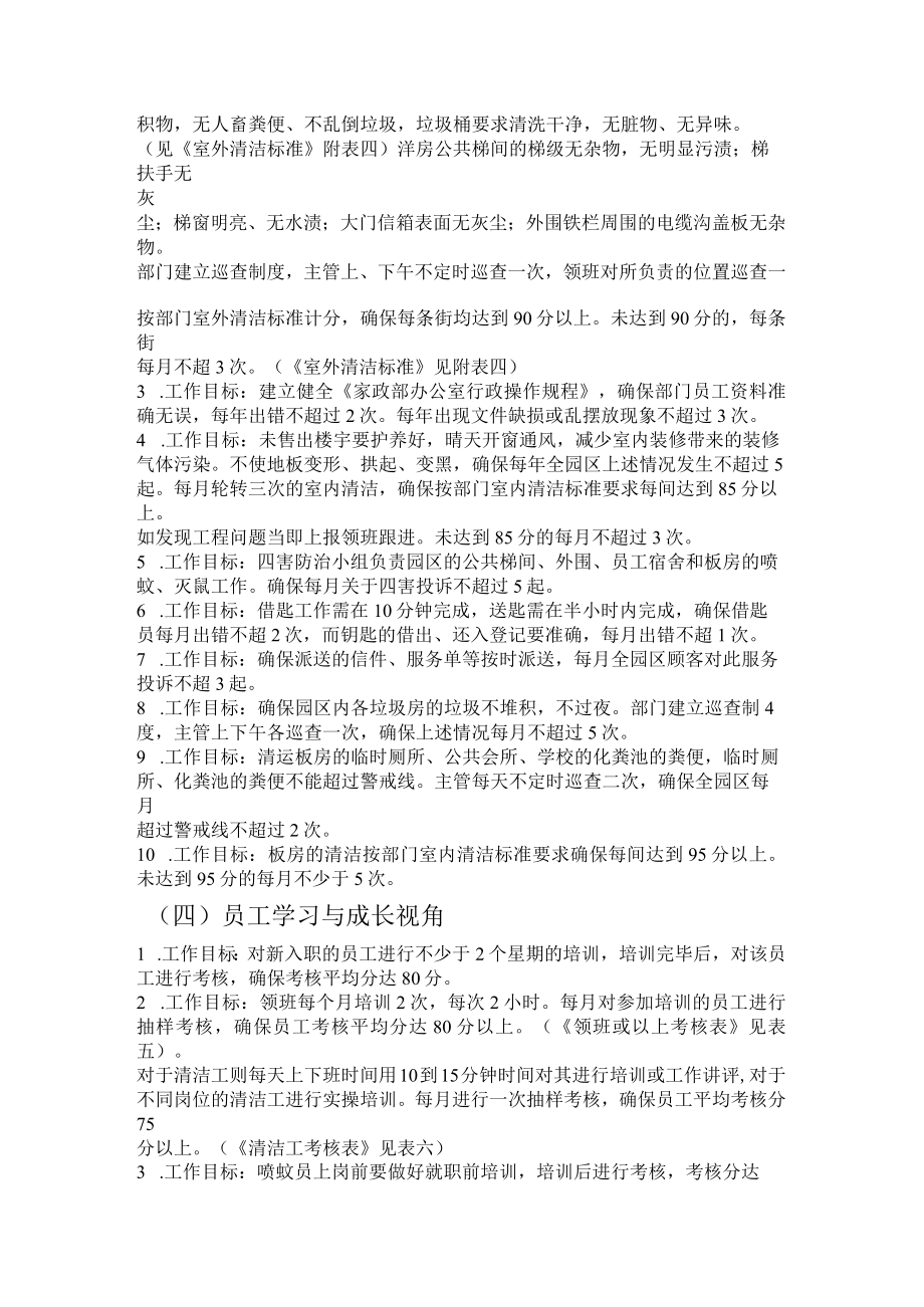 物业家政部工作目标及衡量标准.docx_第2页