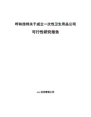 呼和浩特关于成立一次性卫生用品公司可行性研究报告.docx