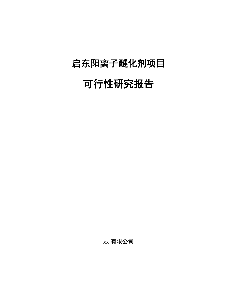 启东阳离子醚化剂项目可行性研究报告.docx_第1页