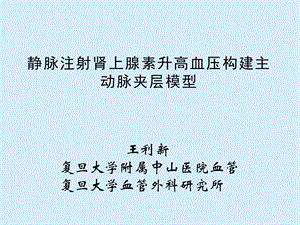 静脉注射肾上腺素升高血压构建主动脉夹层模型.ppt