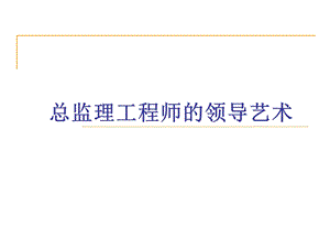 总监理工程师的领导艺术.ppt