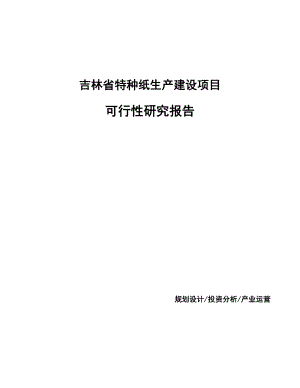 吉林省特种纸生产建设项目研究报告.docx