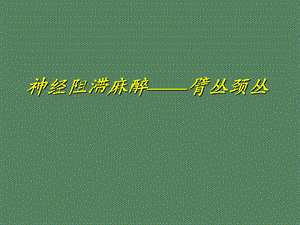 臂丛颈丛麻醉.ppt