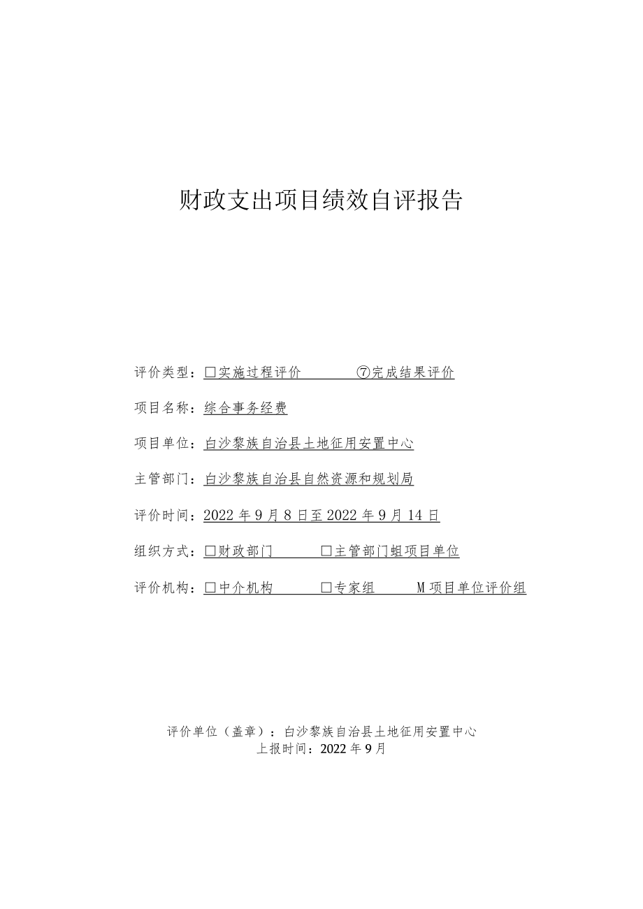 财政支出项目绩效自评报告.docx_第1页