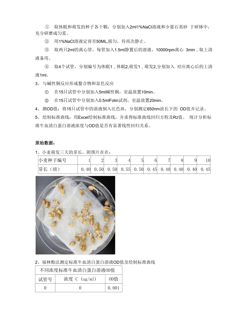 “种子萌发前后蛋白质含量的变化分析”生化实验报告.docx_第2页