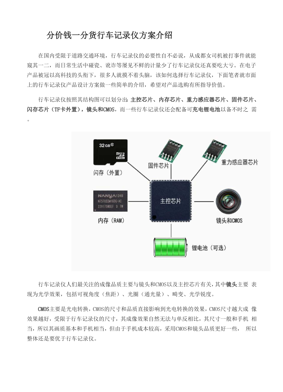 一分价钱一分货 行车记录仪方案介绍.docx_第1页