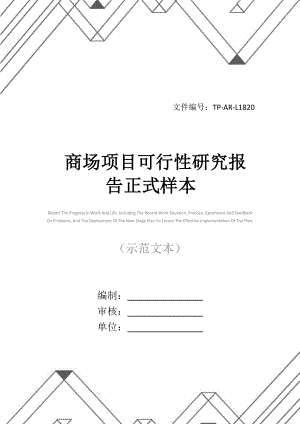 商场项目可行性研究报告正式样本.docx