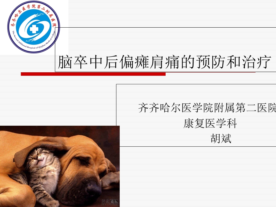 脑卒中后偏瘫肩痛的预防和治疗胡斌.ppt_第1页