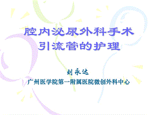 腔内泌尿外科手术引流管的护理.ppt