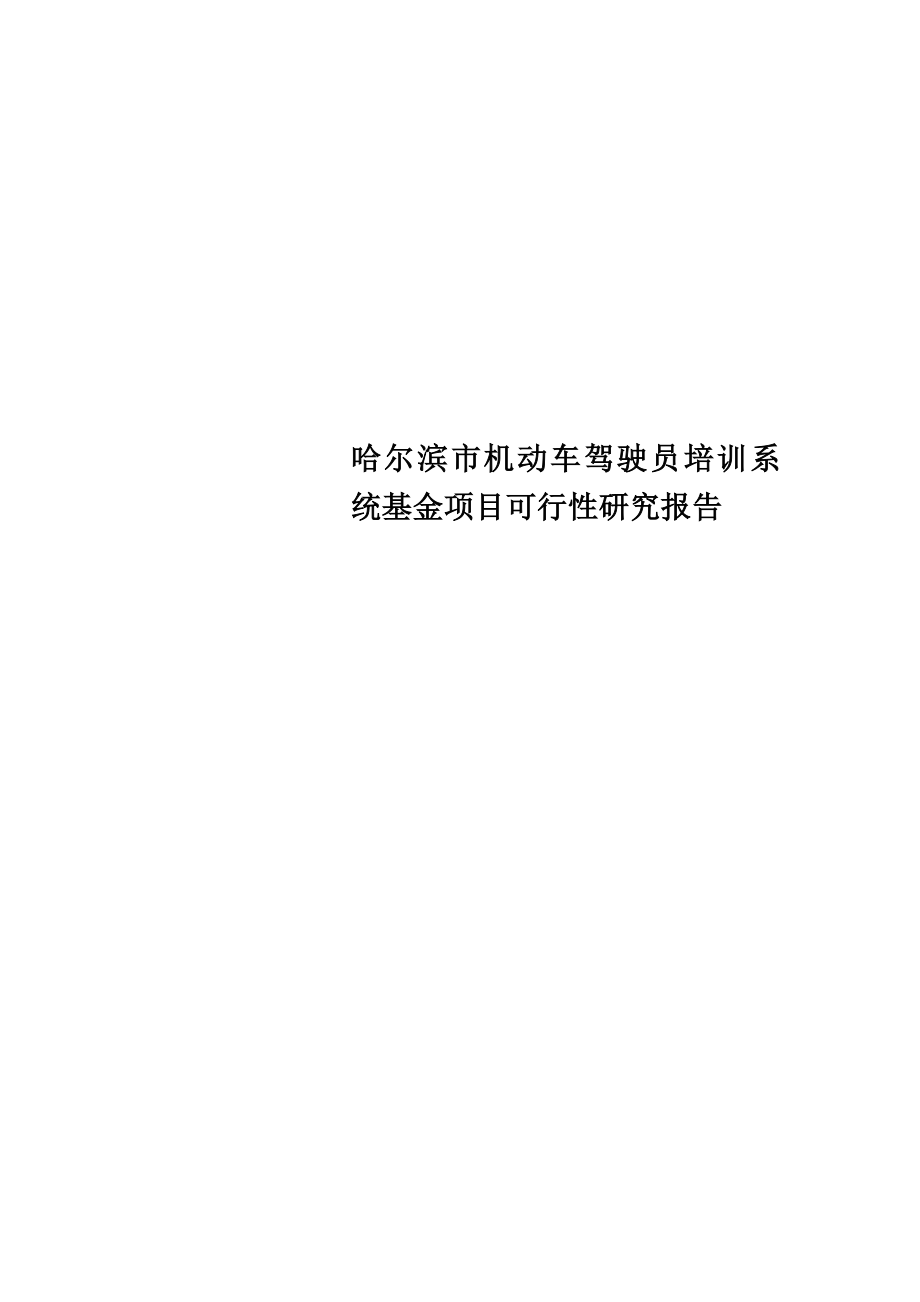 哈尔滨市机动车驾驶员培训系统基金项目可行性研究报告.doc_第1页