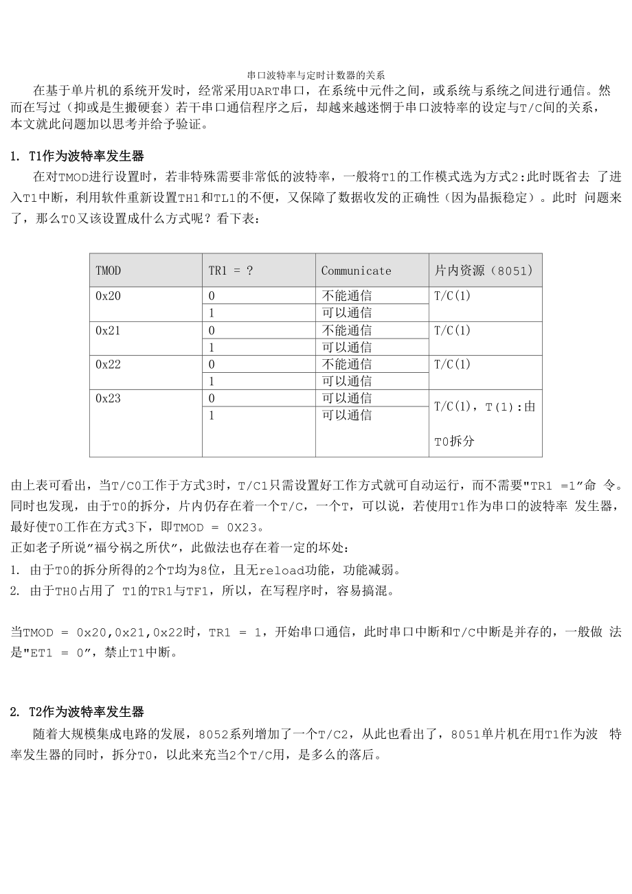 串口波特率与定时计数器的关系.docx_第1页