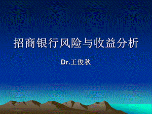 招商银行风险与收益分析ppt课件.ppt